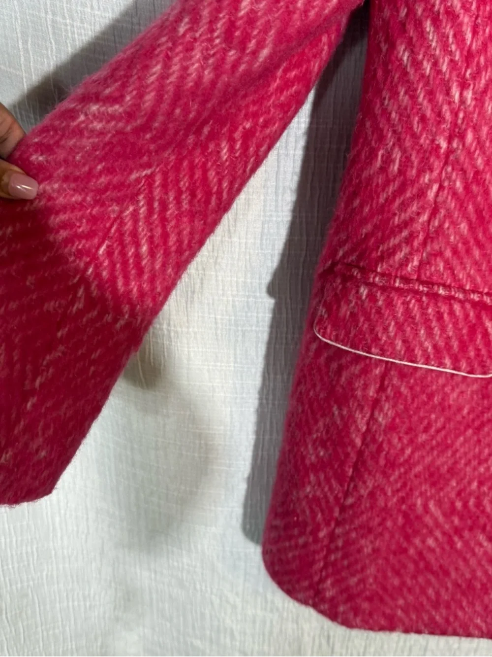 J. Crew Women's Diamond Tweed Peacoat‎ In Raspberry bubblegum pink  Wool Size: 2